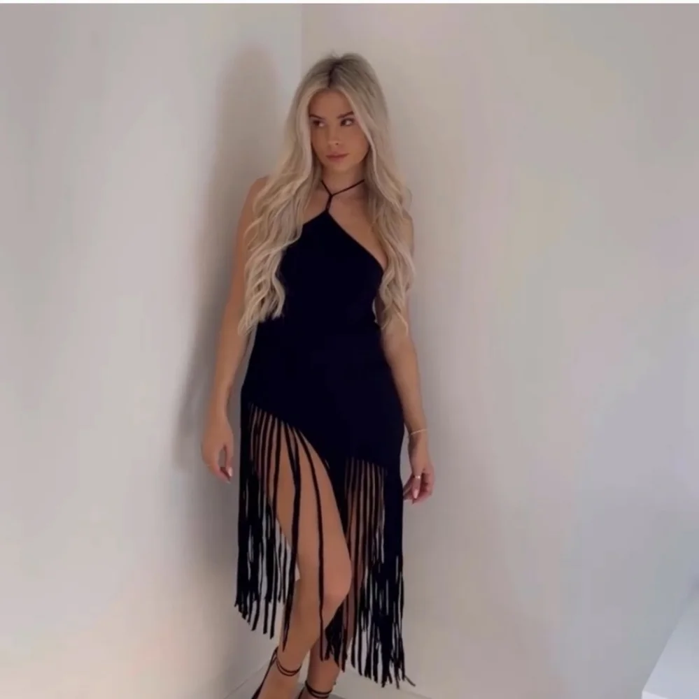 NWT ZARA * FRINGE RIBBED TOP BLACK - Picture 8 of 12